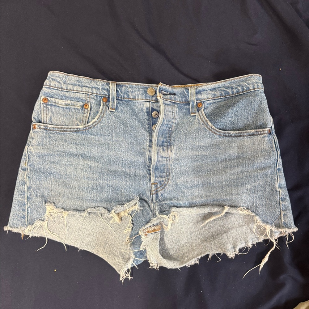 Levi's Light Blue Distressed Jean Shorts